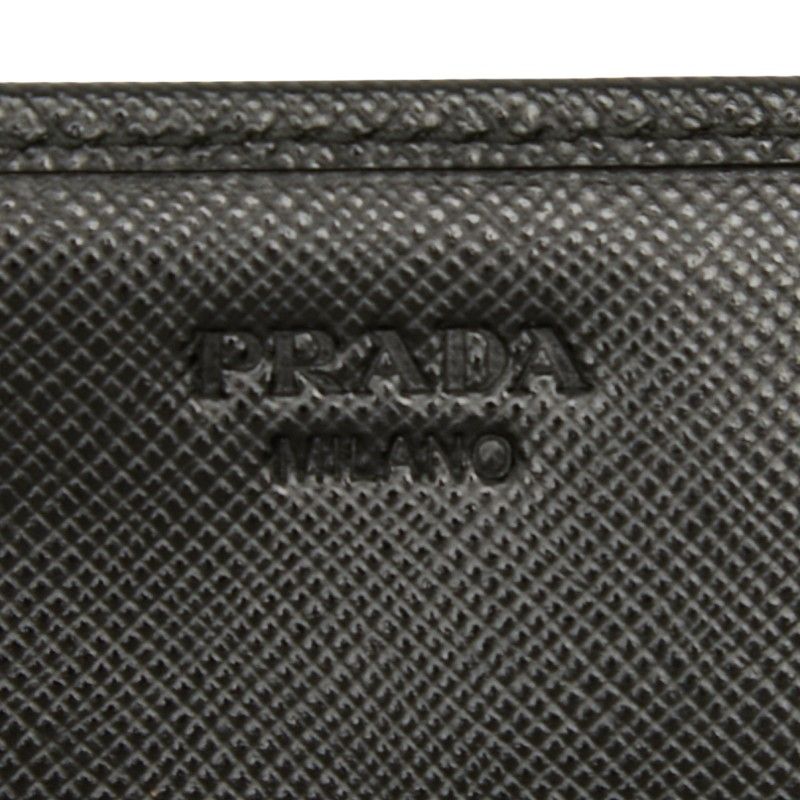 Prada Triangle Logo Plate Black Leather Women Prada