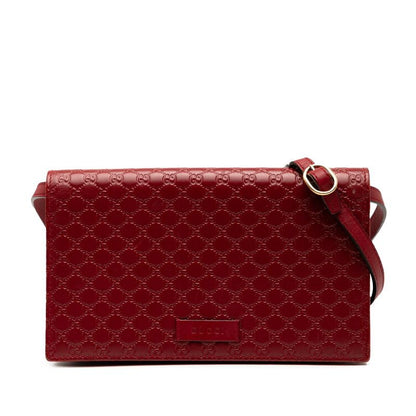 Gucci Micro Guccissima Shoulder Wallet Shoulder Bag 466507 Red Leather Women's
