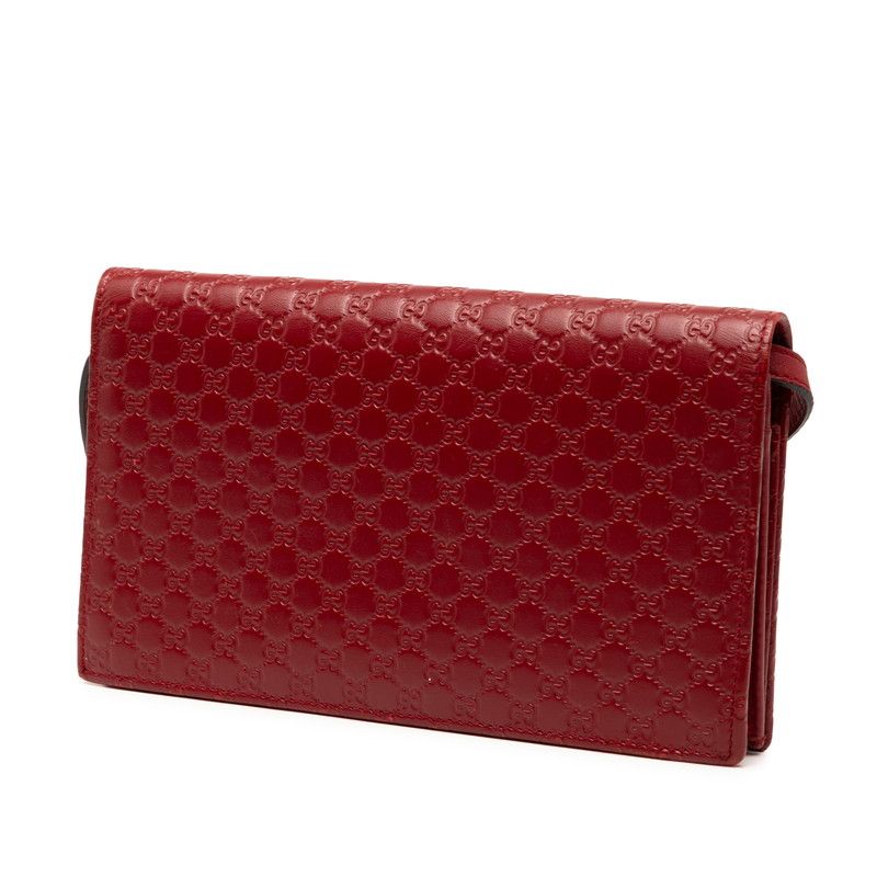 Gucci Micro Guccissima Shoulder Wallet Shoulder Bag 466507 Red Leather Women's