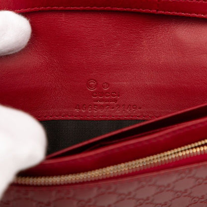Gucci Micro Guccissima Shoulder Wallet Shoulder Bag 466507 Red Leather Women's