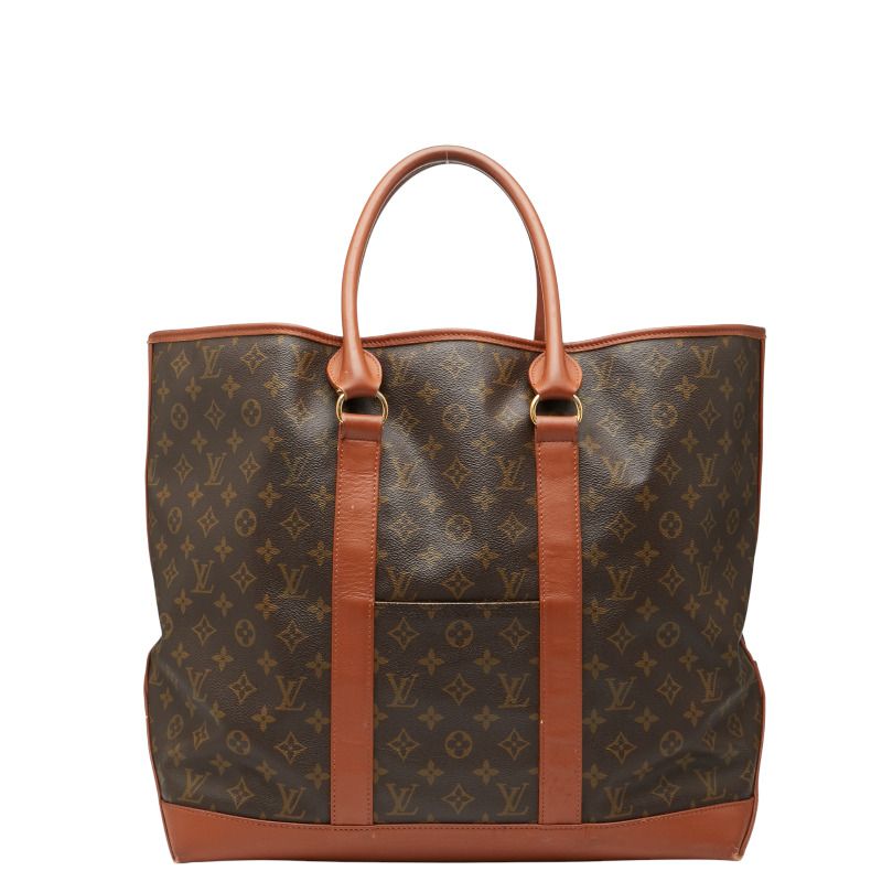 Louis Vuitton Monogram Sac Weekend GM Tote Bag Shoulder Bag M42420 Brown PVC