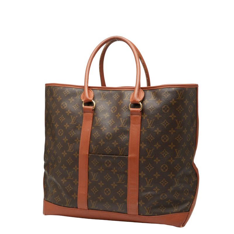 Louis Vuitton Monogram Sac Weekend GM Tote Bag Shoulder Bag M42420 Brown PVC