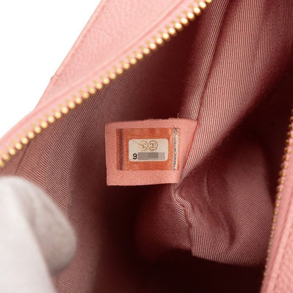 Chanel Matelasse Coco Mark Chain Shoulder Bag Handbag Pink Caviar Skin Women