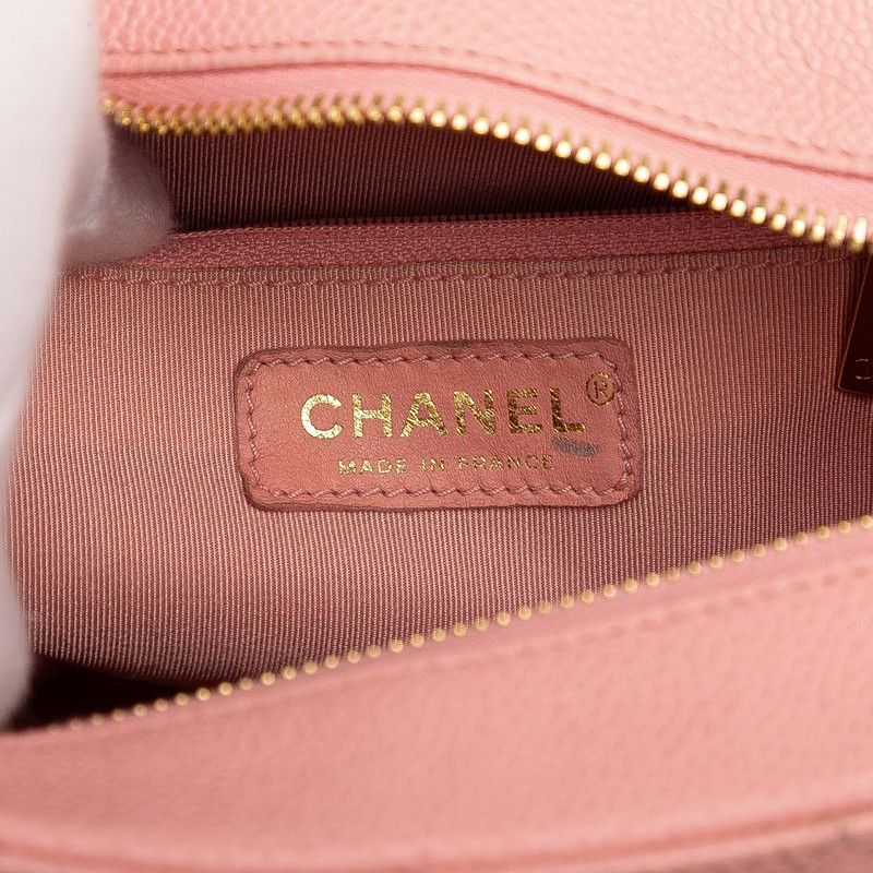 Chanel Matelasse Coco Mark Chain Shoulder Bag Handbag Pink Caviar Skin Women