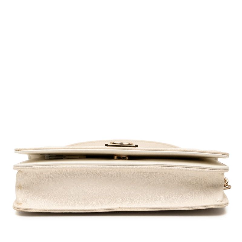 Chanel Boy Chanel Coco Mark Crossbody Chain Wallet Shoulder Bag White Caviar
