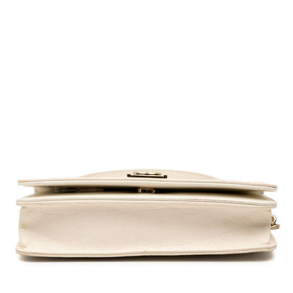 Chanel Boy Chanel Coco Mark Crossbody Chain Wallet Shoulder Bag White Caviar