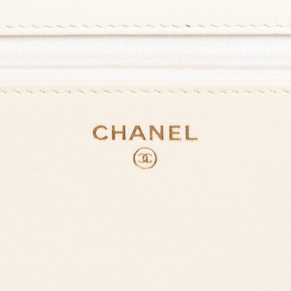 Chanel Boy Chanel Coco Mark Crossbody Chain Wallet Shoulder Bag White Caviar