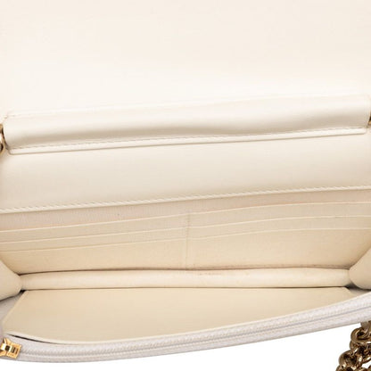 Chanel Boy Chanel Coco Mark Crossbody Chain Wallet Shoulder Bag White Caviar