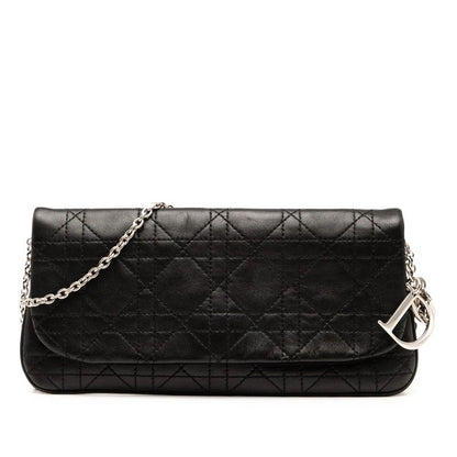 Dior Cannage Crossbody Chain Shoulder Bag Black Leather Women's Dior