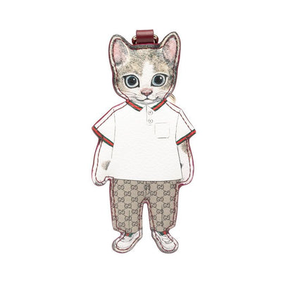 Gucci X Yuko Higuchi Cat Boris Key Holder Charm Beige White Multicolor PVC