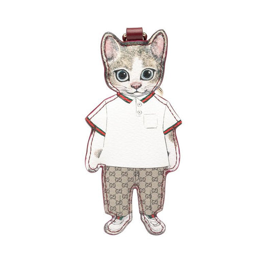 Gucci X Yuko Higuchi Cat Boris Key Holder Charm Beige White Multicolor PVC
