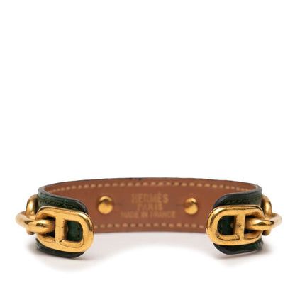 Hermes Chaine D'ancre Green Gold Leather Plated Ladies Hermes
