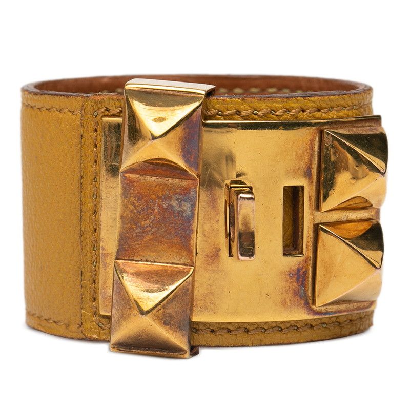 Hermes Collierd Chien Yellow Gold Leather Plated Ladies Hermes
