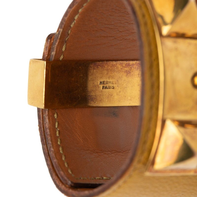 Hermes Collierd Chien Yellow Gold Leather Plated Ladies Hermes