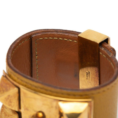 Hermes Collierd Chien Yellow Gold Leather Plated Ladies Hermes