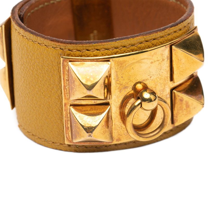 Hermes Collierd Chien Yellow Gold Leather Plated Ladies Hermes