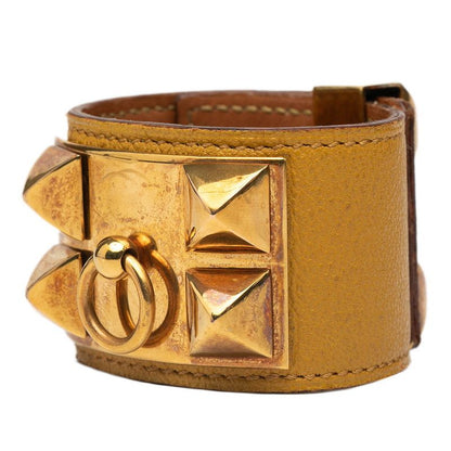 Hermes Collierd Chien Yellow Gold Leather Plated Ladies Hermes