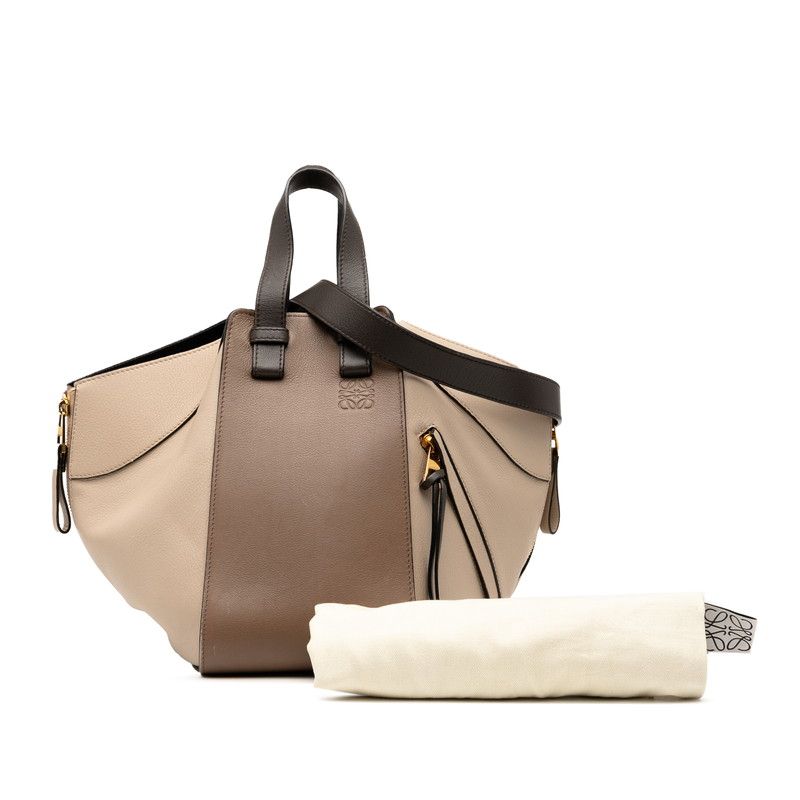 Loewe Anagram Hammock Small Handbag Shoulder Bag 2WAY Beige Brown Leather Women