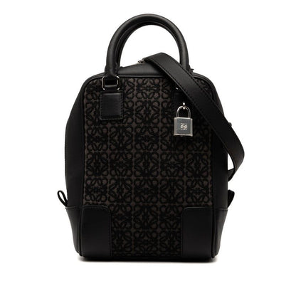 Loewe Anagram Amazona 15 Handbag Shoulder Bag 2WAY Black Gray Canvas Leather