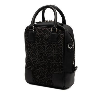 Loewe Anagram Amazona 15 Handbag Shoulder Bag 2WAY Black Gray Canvas Leather