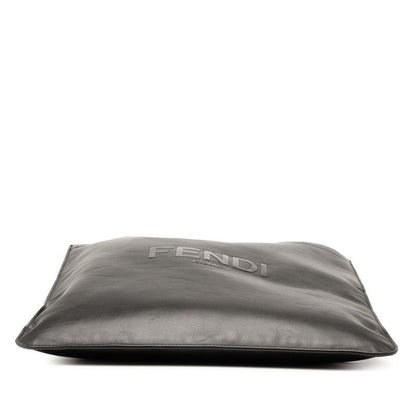 Fendi Logo Tote Shoulder Bag 7va538 Black Leather Women's Fendi