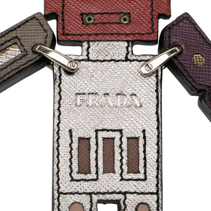 Prada Robot Key Holder Charm Multicolor Leather Metal Women Prada