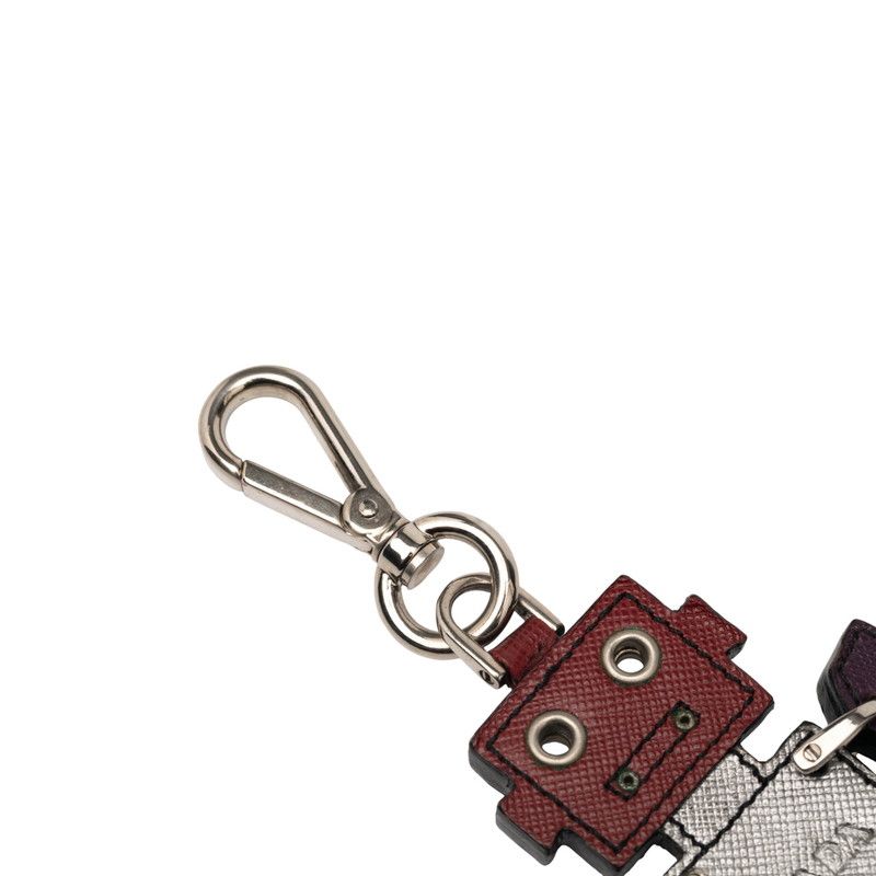 Prada Robot Key Holder Charm Multicolor Leather Metal Women Prada