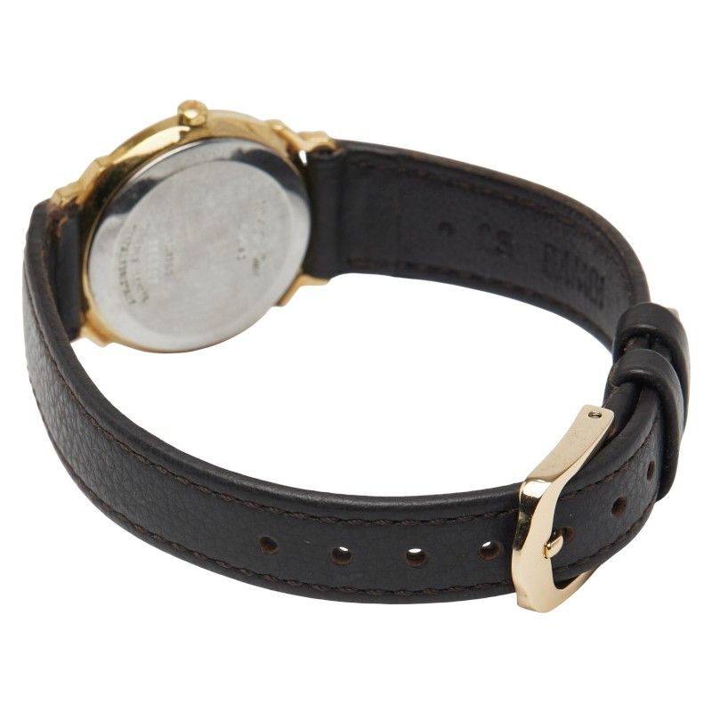 Dior Belt (external) Gold Brown Stainless Steel Leather Women's Dior