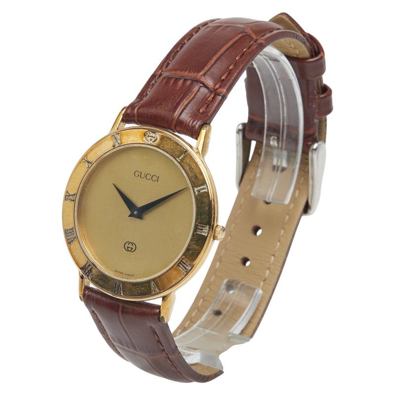 Gucci Interlocking G Belt (external) 3000m Gold Brown Plated Leather Ladies