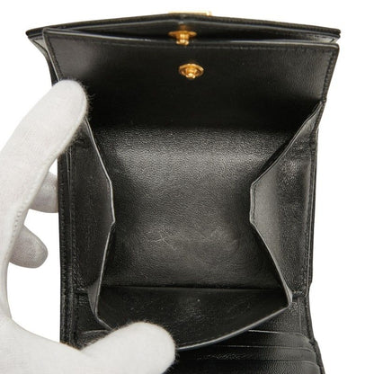 Saint Laurent YSL Cassandra Trifold Compact Wallet 692061 Black Leather Women