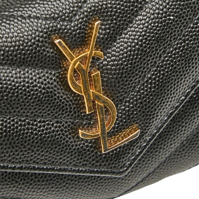 Saint Laurent YSL Cassandra Trifold Compact Wallet 692061 Black Leather Women