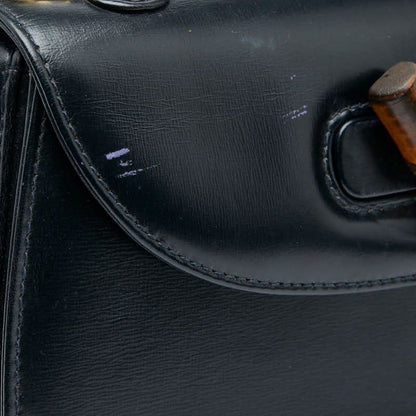 Gucci Bamboo Handbag Shoulder Bag 2WAY 000 2046 Black Leather Ladies Gucci