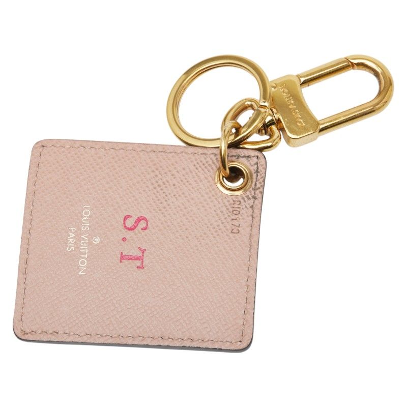 Louis Vuitton Monogram Bag Charm Key Holder Brown Pink PVC Plated Women Louis