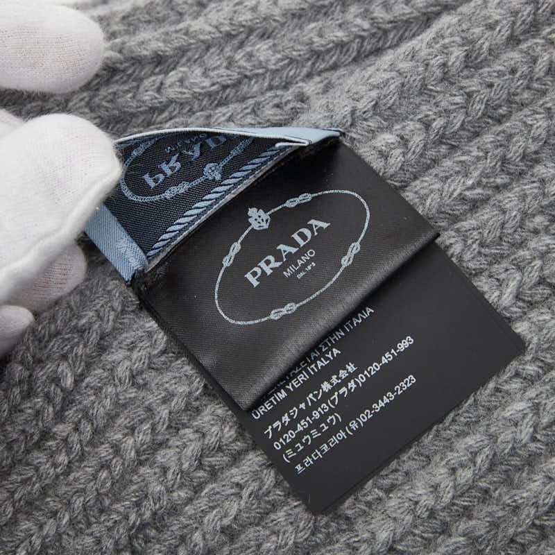 Prada Logo Knitted Scarf Cashmere Virgin Wool Ladies Prada