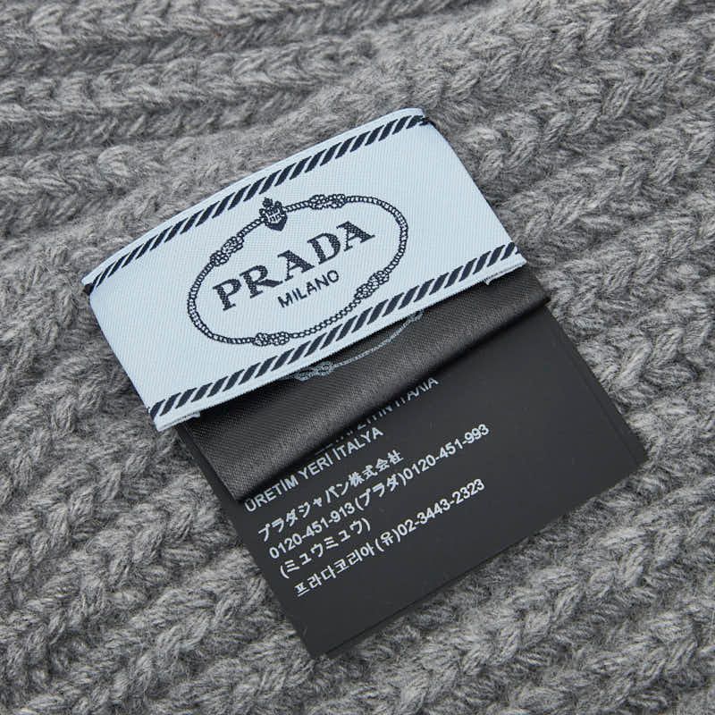 Prada Logo Knitted Scarf Cashmere Virgin Wool Ladies Prada