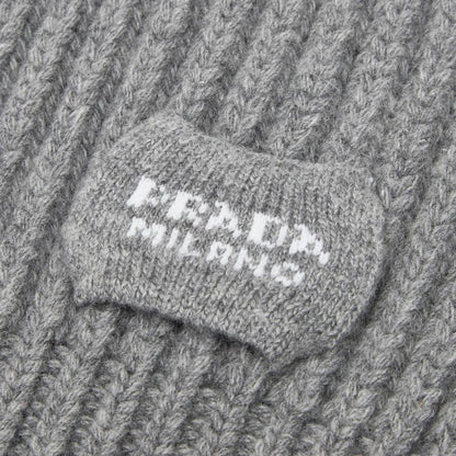 Prada Logo Knitted Scarf Cashmere Virgin Wool Ladies Prada