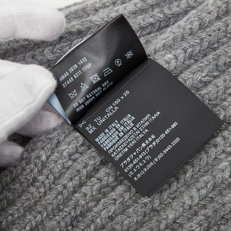 Prada Logo Knitted Scarf Cashmere Virgin Wool Ladies Prada