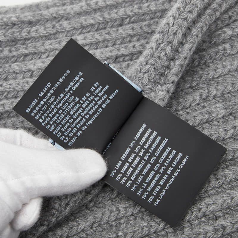 Prada Logo Knitted Scarf Cashmere Virgin Wool Ladies Prada