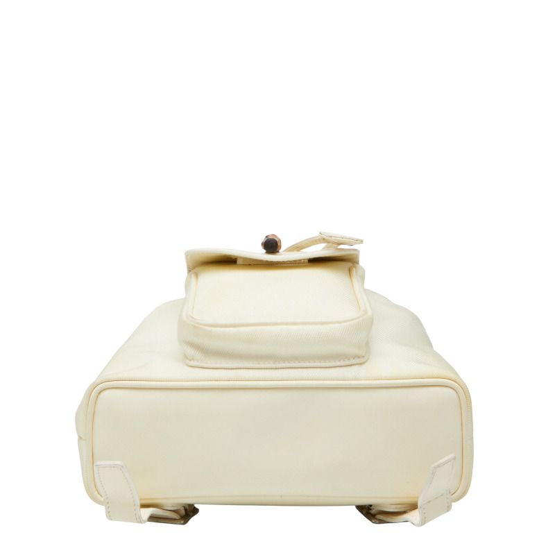 Gucci Bamboo Backpack 003 1705 0030 White Nylon Leather Women's Gucci