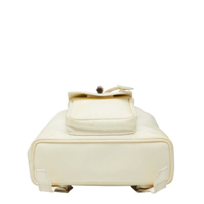 Gucci Bamboo Backpack 003 1705 0030 White Nylon Leather Women's Gucci