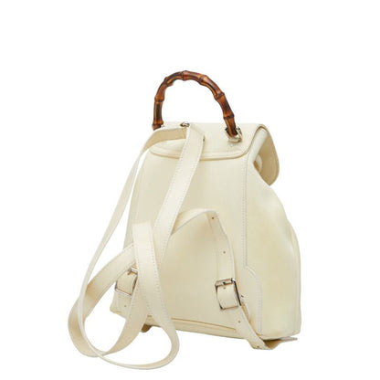 Gucci Bamboo Backpack 003 1705 0030 White Nylon Leather Women's Gucci