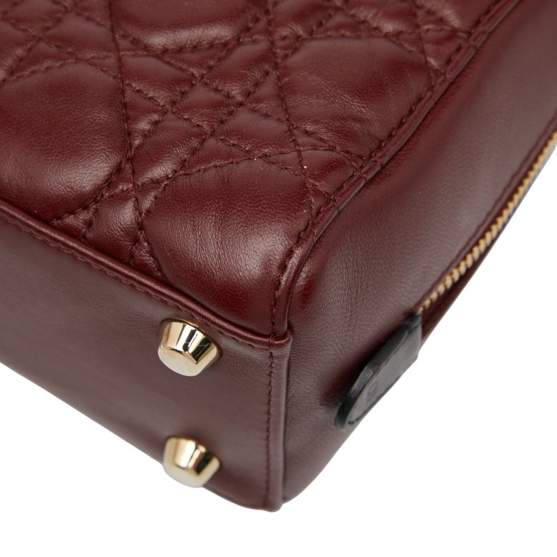 Dior Canage Lily Classic Handbag Shoulder Bag 2WAY Bordeaux Black Leather