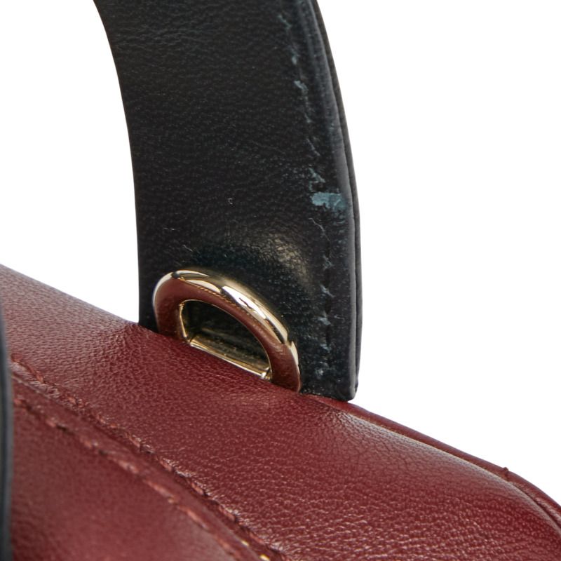 Dior Canage Lily Classic Handbag Shoulder Bag 2WAY Bordeaux Black Leather