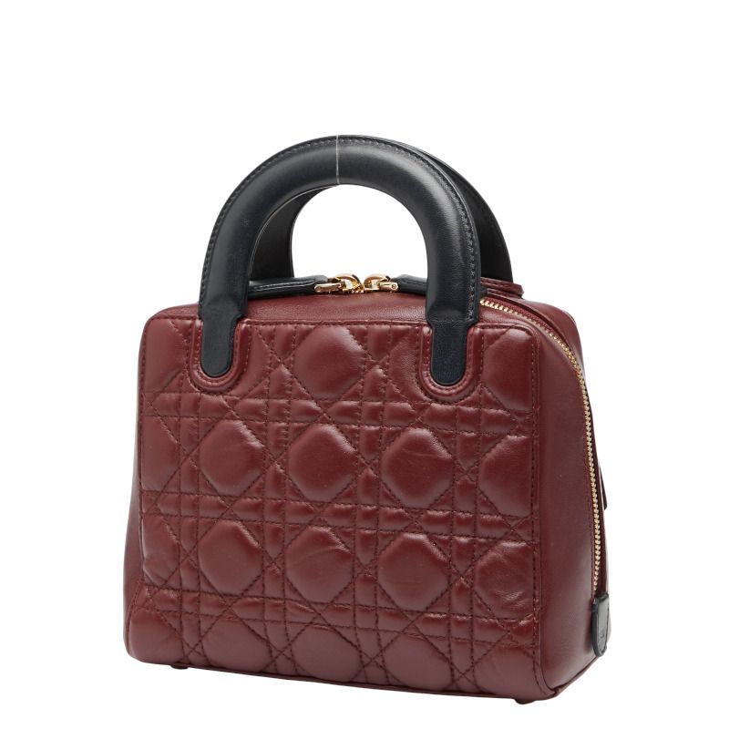 Dior Canage Lily Classic Handbag Shoulder Bag 2WAY Bordeaux Black Leather