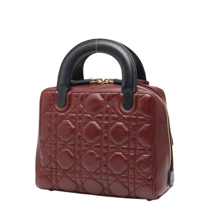 Dior Canage Lily Classic Handbag Shoulder Bag 2WAY Bordeaux Black Leather
