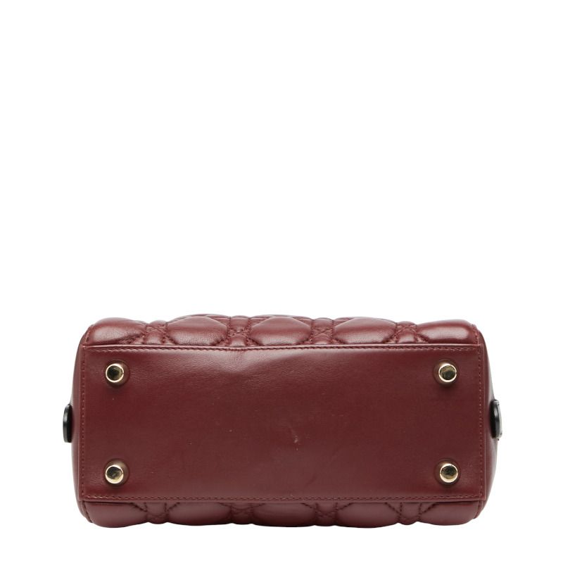 Dior Canage Lily Classic Handbag Shoulder Bag 2WAY Bordeaux Black Leather