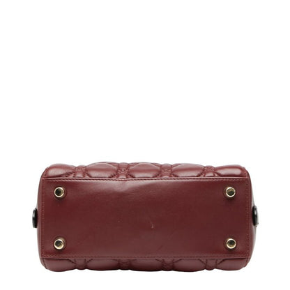 Dior Canage Lily Classic Handbag Shoulder Bag 2WAY Bordeaux Black Leather