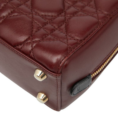 Dior Canage Lily Classic Handbag Shoulder Bag 2WAY Bordeaux Black Leather