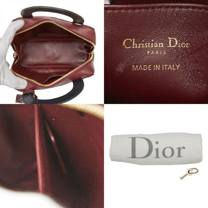 Dior Canage Lily Classic Handbag Shoulder Bag 2WAY Bordeaux Black Leather