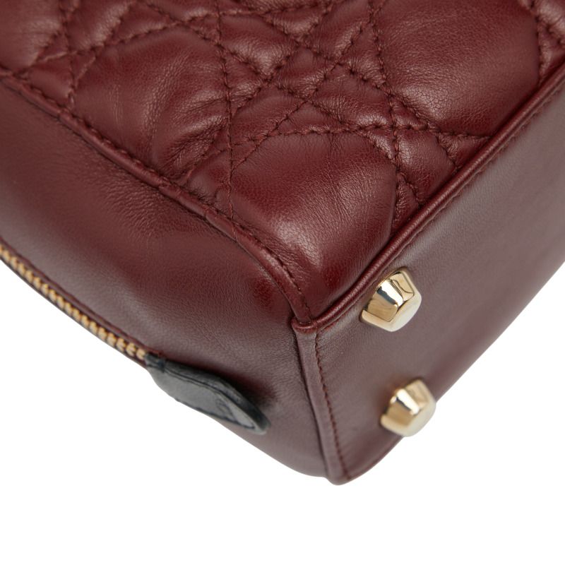 Dior Canage Lily Classic Handbag Shoulder Bag 2WAY Bordeaux Black Leather